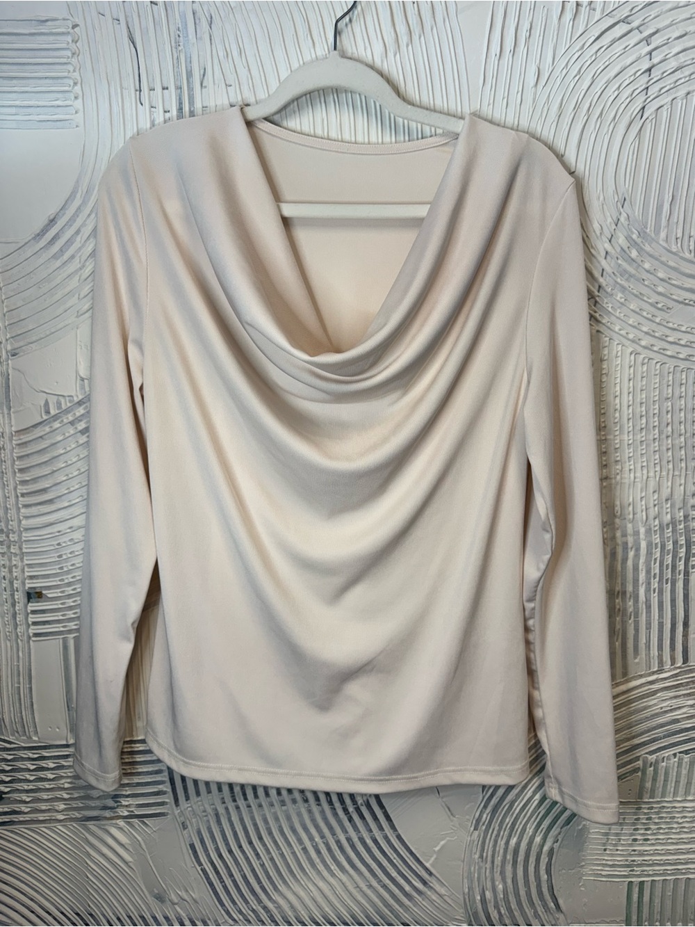 Source Unknown Draped Cowl Neck Long-Sleeve Sweater - Cream